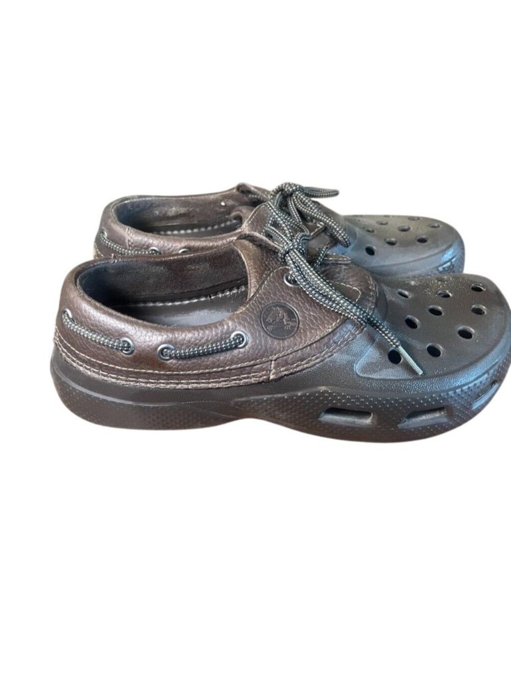 Crocs Islander Pitcrew Boat Shoe Brown Leather 10‎ Resort Preppy Summer Gorp